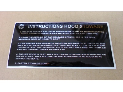 Hood Instruction Label TR7